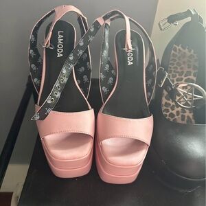 Pink Platform Shoes with Chunky Sole